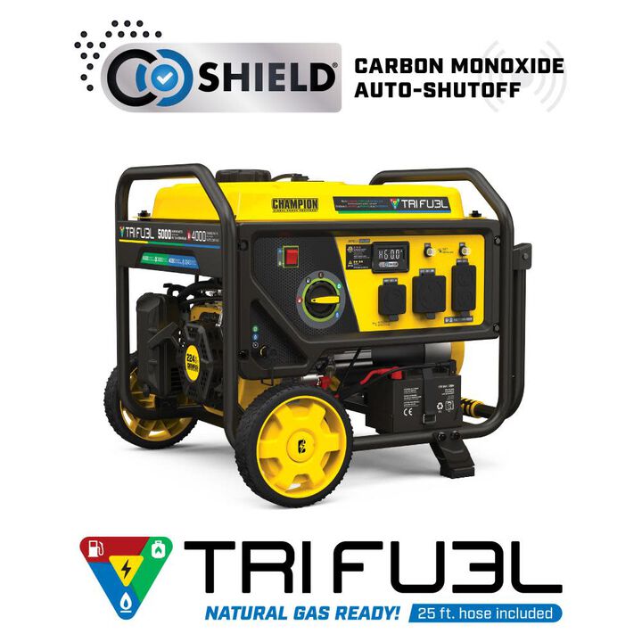 Champion Power Equipment 5000-Watt Electric Start Tri Fuel 49 State RV Ready Portable Generator