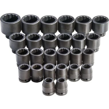 Proto 3/4in Drive 12pt Metric Impact Socket Set 26pc