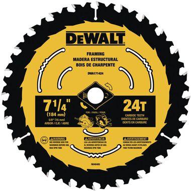 DEWALT 7-1/4-in 24T Saw Blade with ToughTrack tooth design, large image number 0
