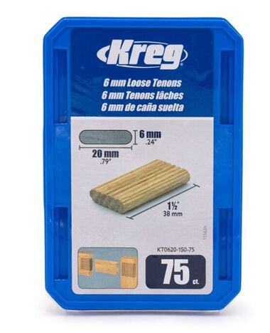 Kreg MortiseMate 6 Millimeter Loose Tenons, 75 count