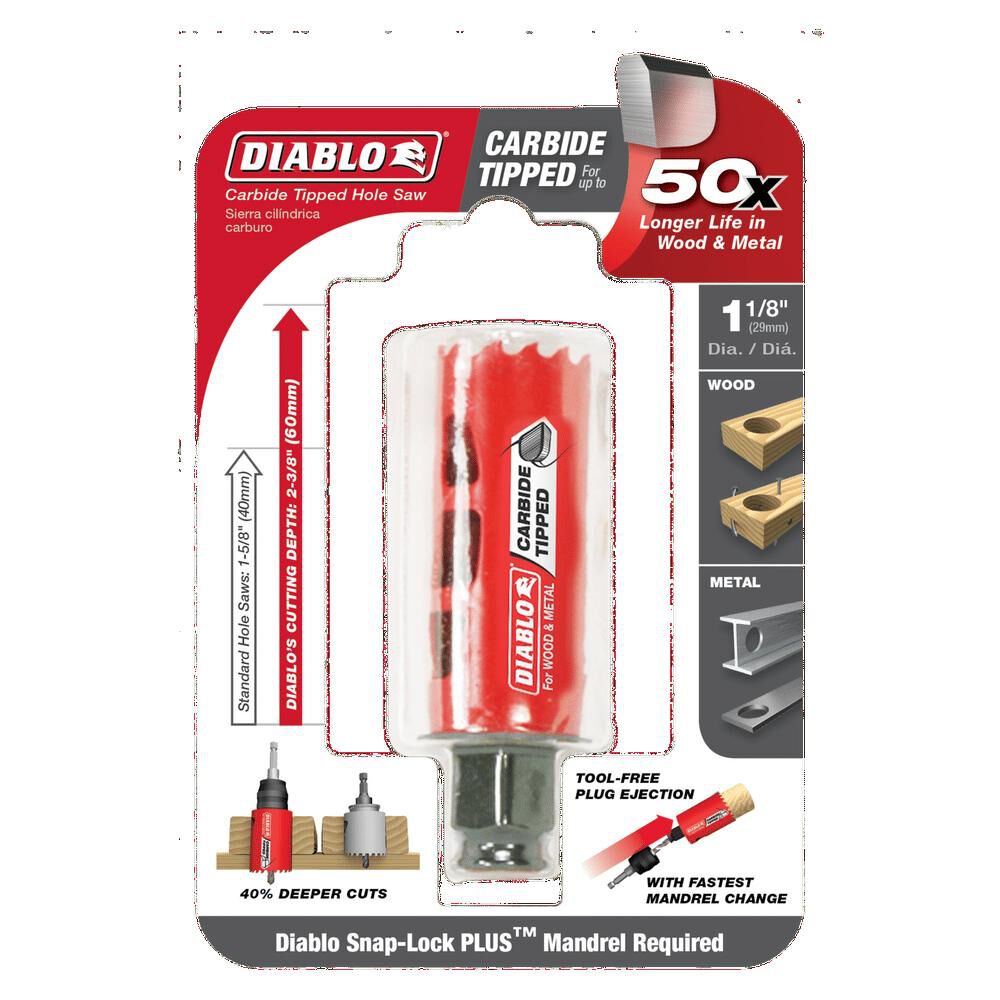 Diablo Tools 1-1/8in (29mm) Carbide-Tip Wood & Metal Holesaw, large image number 3