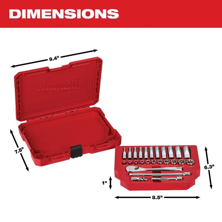 Milwaukee 1/4 in. Drive 26 pc. Ratchet & Socket Set - SAE, large image number 4