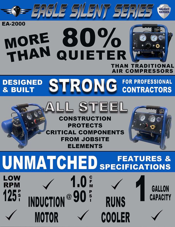 Eagle Compressor Silent Series1 Gallon Portable Electric Air Compressor, large image number 6