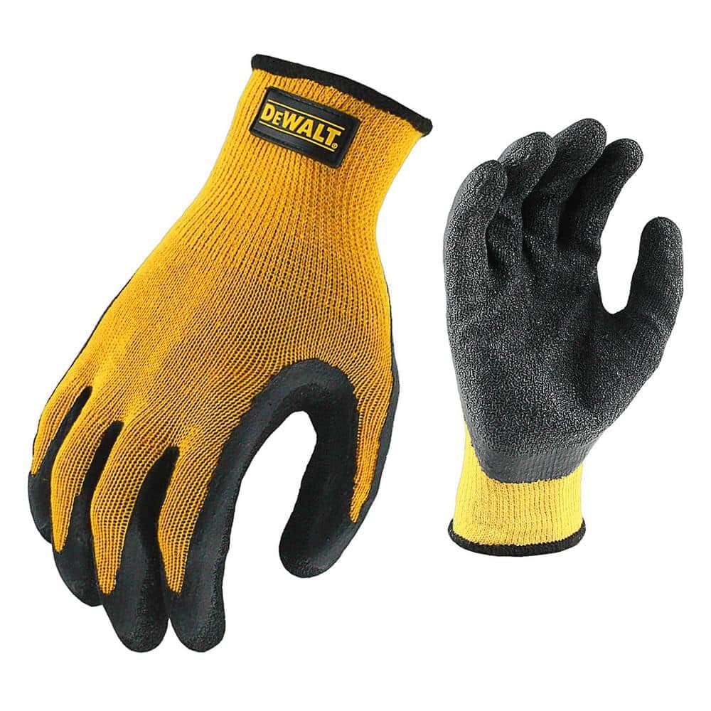 DEWALT Seamless Fit Textured Rubber Gripper Gloves, Yellow and Black, Size Large – DPG70L