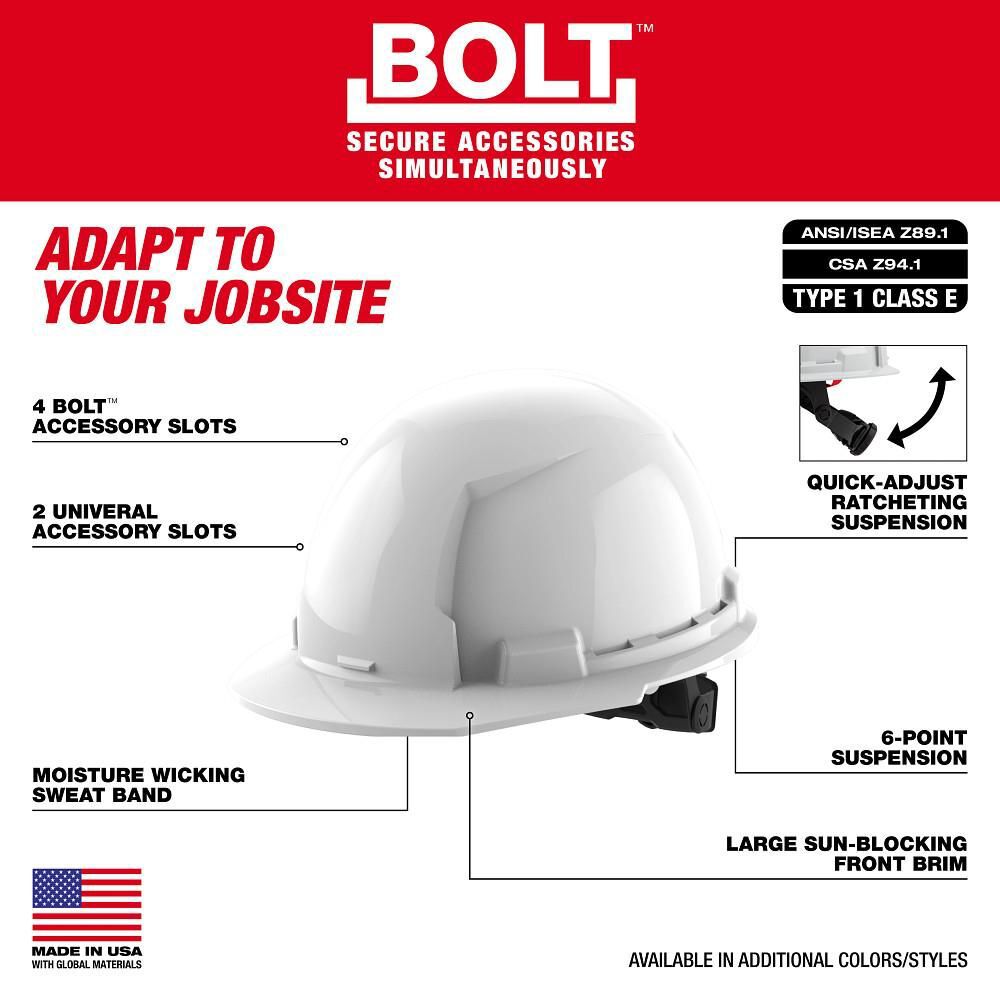 Milwaukee Black Front Brim Hard Hat with 6pt Ratcheting Suspension Type 1 Class E, large image number 3