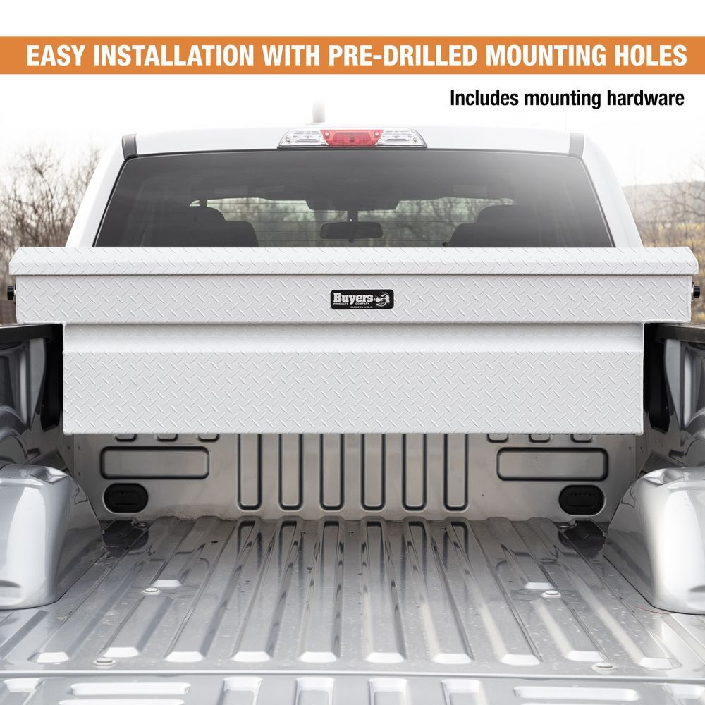 Buyers Products Company 18 x 20 x 71 Inch Diamond Tread Aluminum Crossover Truck Tool Box Gloss White, large image number 2