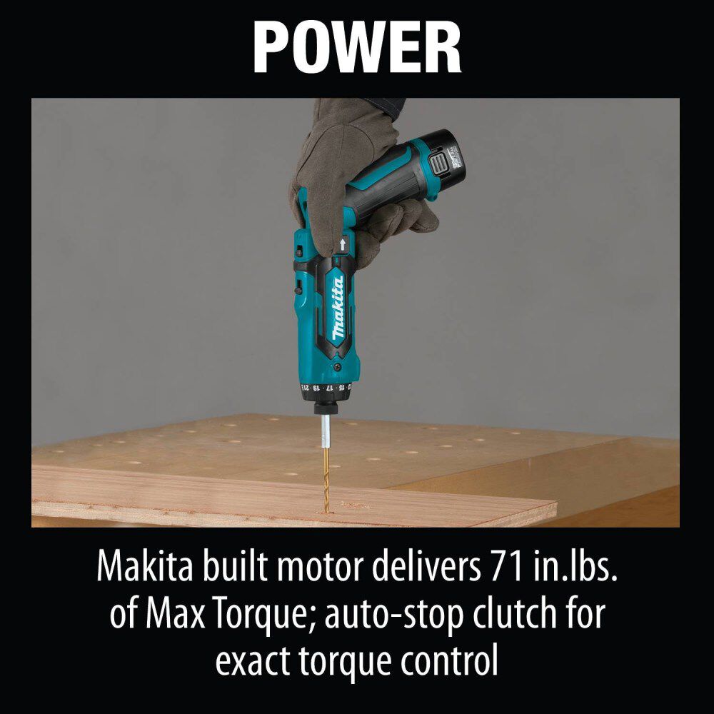 Makita 7.2V 1/4inch Hex Driver Drill Kit with Auto Stop Clutch, large image number 3