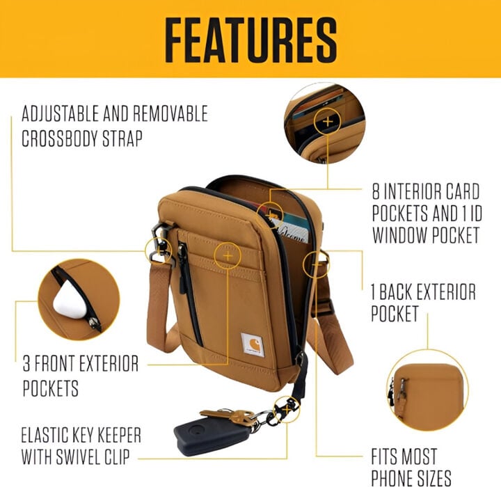 Carhartt Brown 700D Nylon Duck Crossbody Wallet, large image number 3