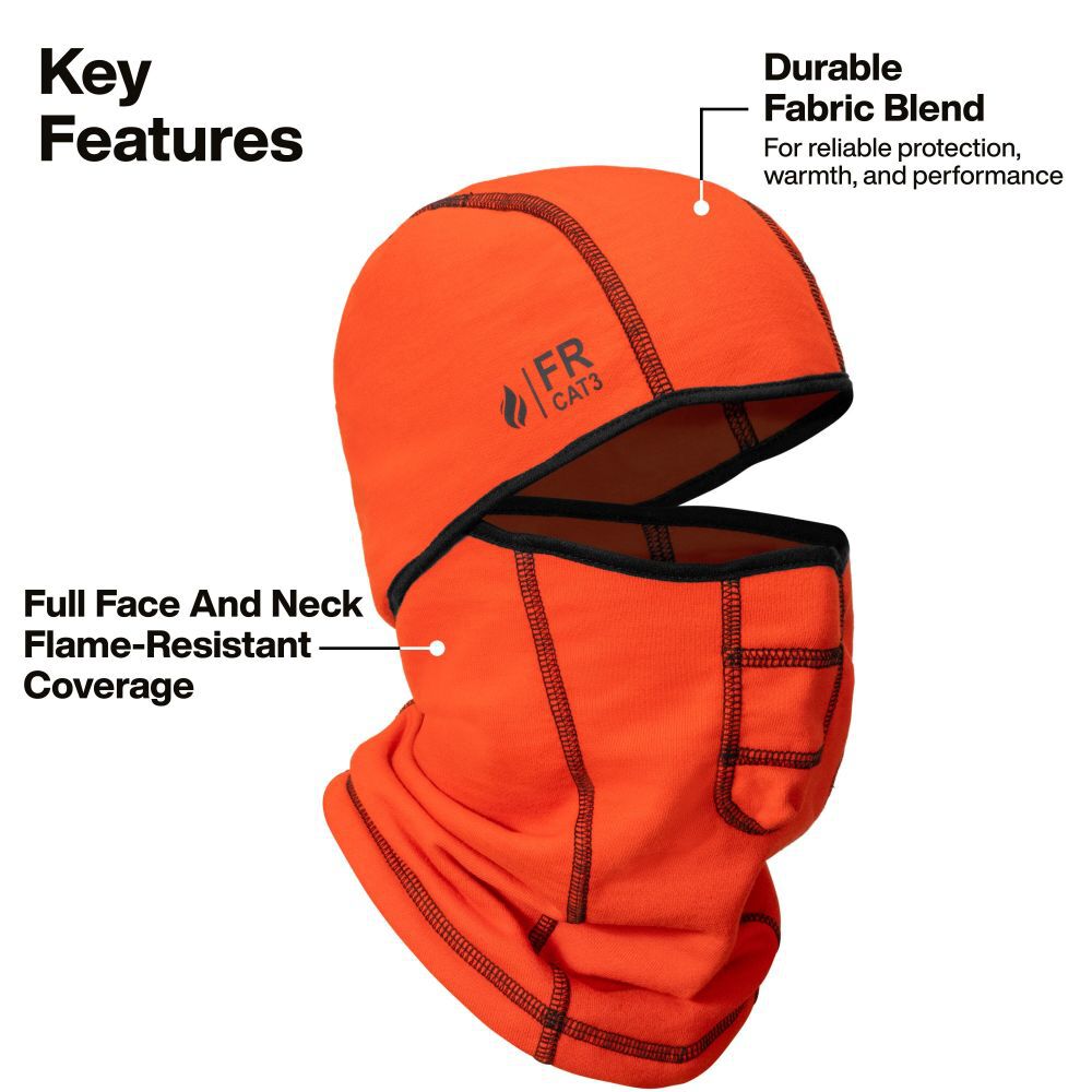 Klein Tools Flame-Resistant Balaclava 33 Cal CAT 3 Orange OSFM, large image number 2