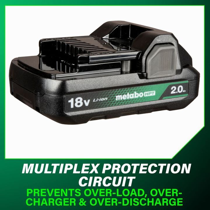 Metabo HPT 18V Lithium Ion 2.0Ah Batteries with Charge Indicators and Charger Kit, large image number 9