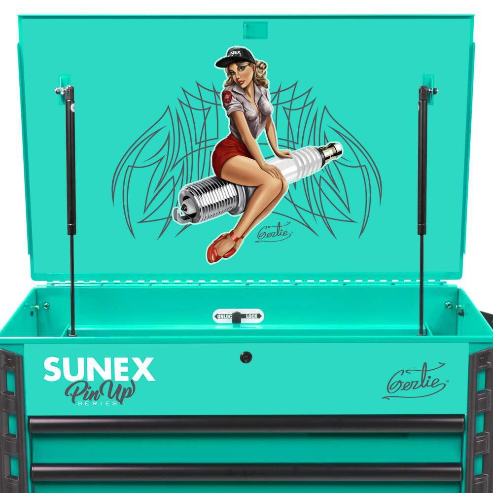 Sunex 39 Inch 6 Drawer Premium Service Cart  with Premium Pinup Series Gertie Design, large image number 2