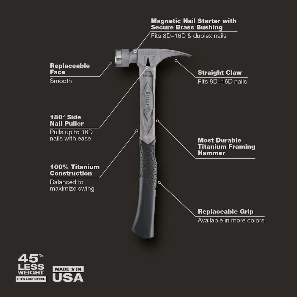 Stiletto 14 oz best sale titanium framing hammer