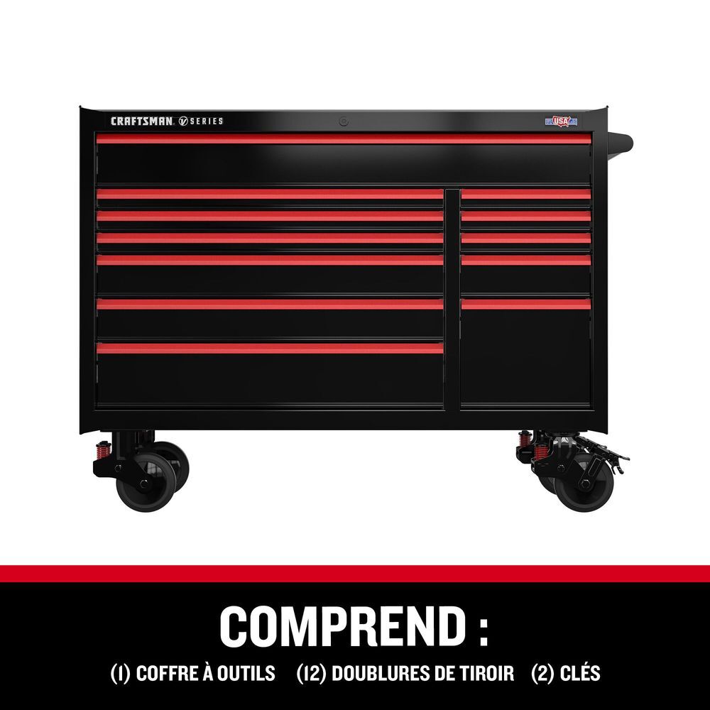 CRAFTSMAN V-SERIES 52 Inch Wide 12-Drawer Rolling Tool Cabinet, Black, large image number 11