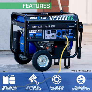 Duromax Generator Dual Fuel Gas Propane Portable with CO Alert 5500 Watt, large image number 3