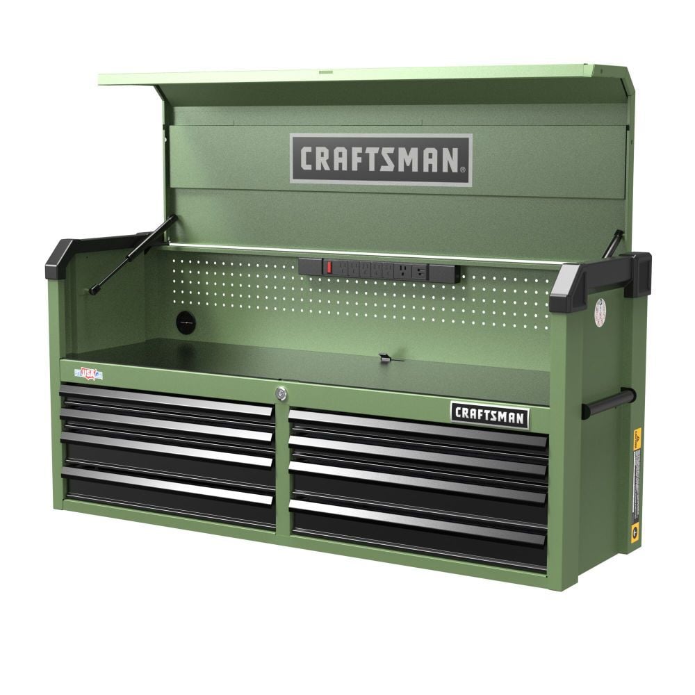 CRAFTSMAN S2000 52 Inch 8-Drawer Open Till Tool Chest Army Green, large image number 1