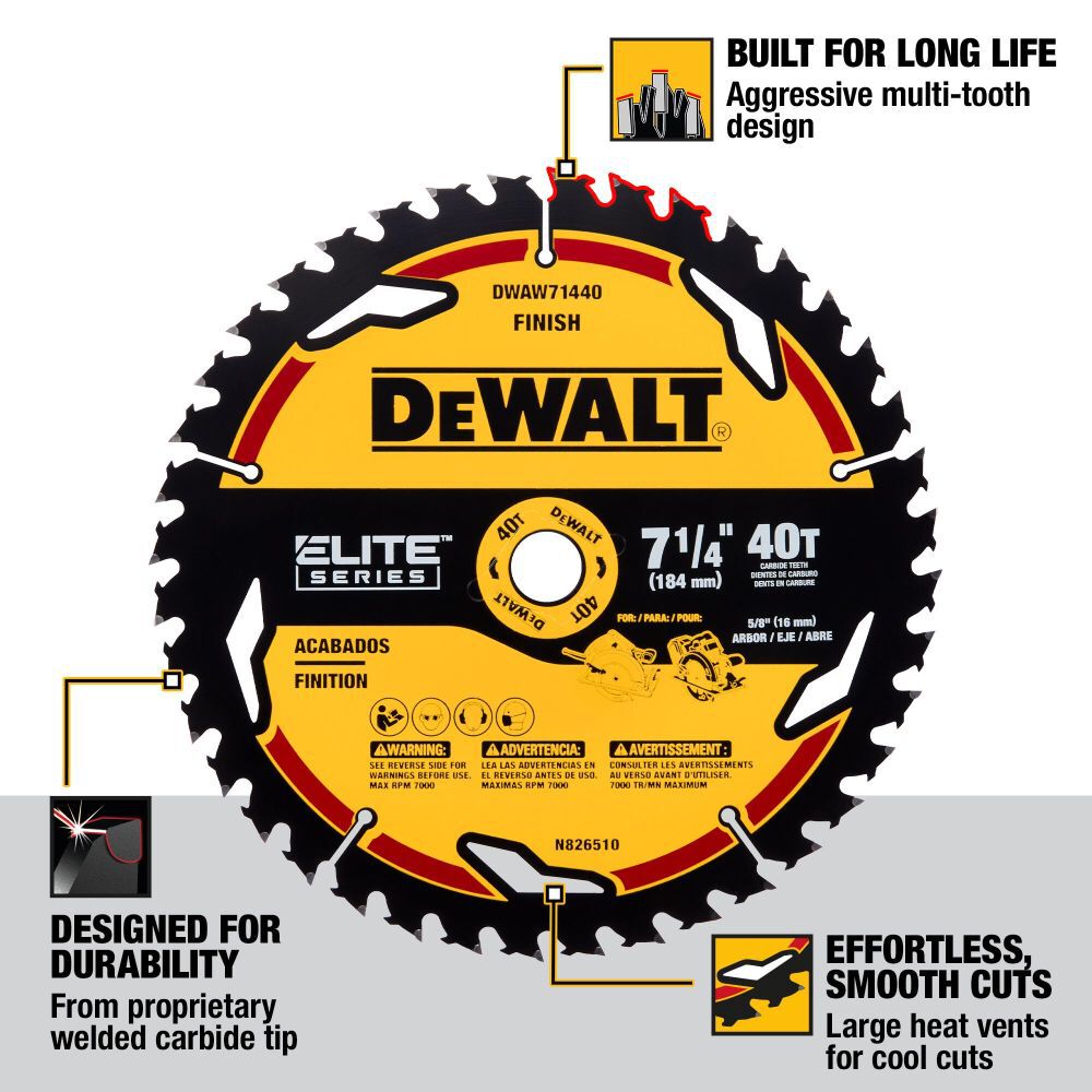 DEWALT Elite Series 7 1/4 Inch 40T Pack of 10 Circular Saw Blades, large image number 3