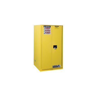 Justrite 90 Gallon Yellow 1 Bi-Fold Door Self Close Flammable Cabinet
