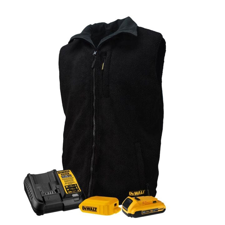 DEWALT 20V Fleece Vest Mens Heated Kit Reversible Small Black