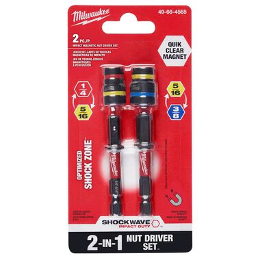 Milwaukee SHOCKWAVE Impact Duty QUIK-CLEAR 2-in-1 Magnetic Nut Driver Set 2  Piece 49-66-4565 - Acme Tools
