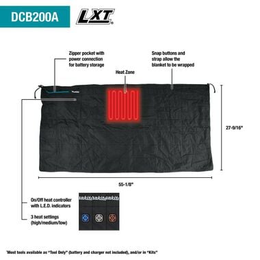Makita 18V LXT Heated Blanket Only Lithium Ion Cordless (Bare Tool), large image number 1