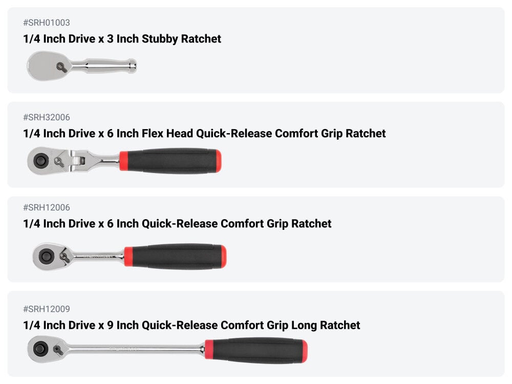 Tekton 1/4, 3/8, 1/2 Inch QR Comfort Grip Ratchet and Breaker Bars, 15 Pieces, large image number 3