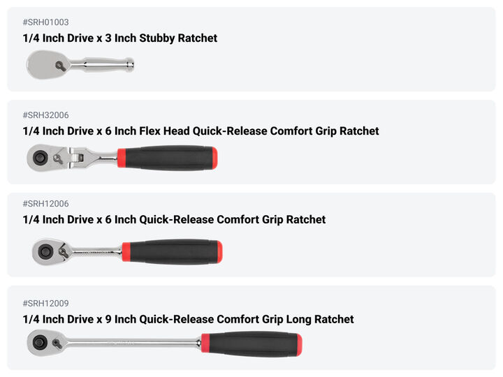 Tekton 1/4, 3/8, 1/2 Inch QR Comfort Grip Ratchet and Breaker Bars, 15 Pieces, large image number 2