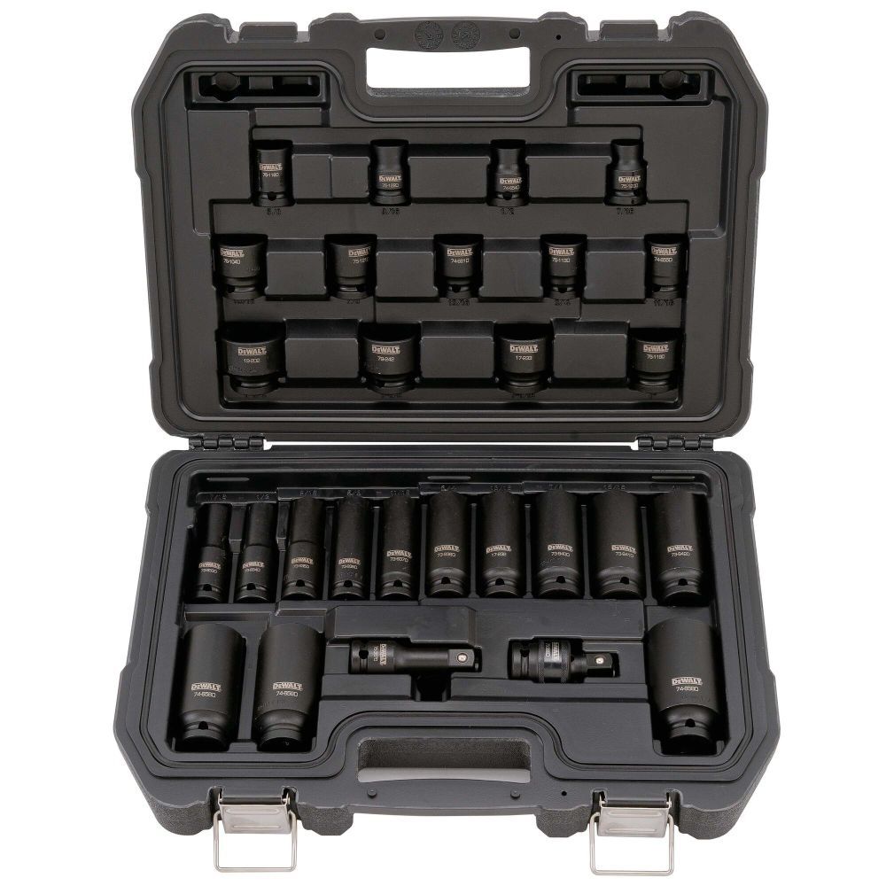 DEWALT 28 Piece 1 2 in Drive Standard Deep Impact Socket Set 6 PT DWMT19244 Acme Tools