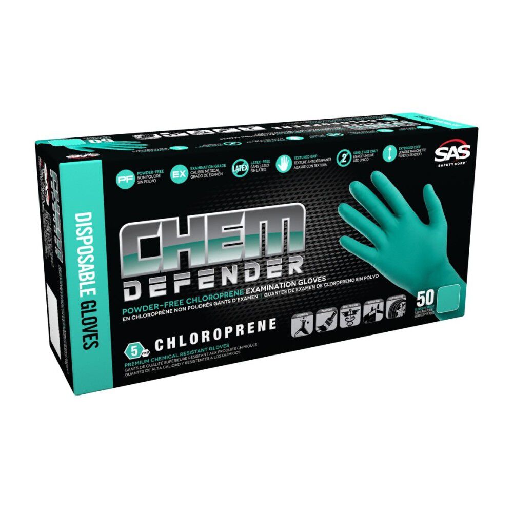 SAS Safety Chloroprene Disposable Gloves, Turquoise, Medium 50ct, large image number 4