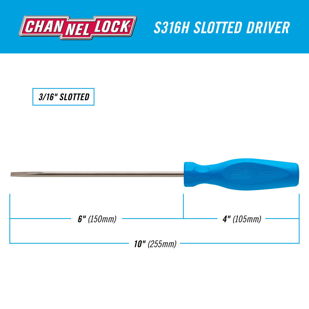Channellock 3/16 Inch x 6 Inch Slotted Screwdriver, large image number 5