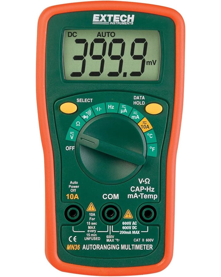 Extech MN36 Autoranging Digital Mini Multimeter 600V