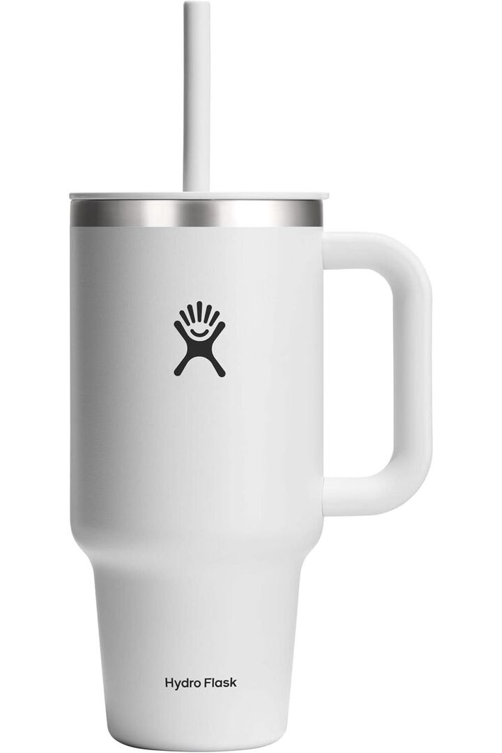 Hydroflask All Around 32 Oz White Stainless Steel Travel Tumbler with Straw Lid
