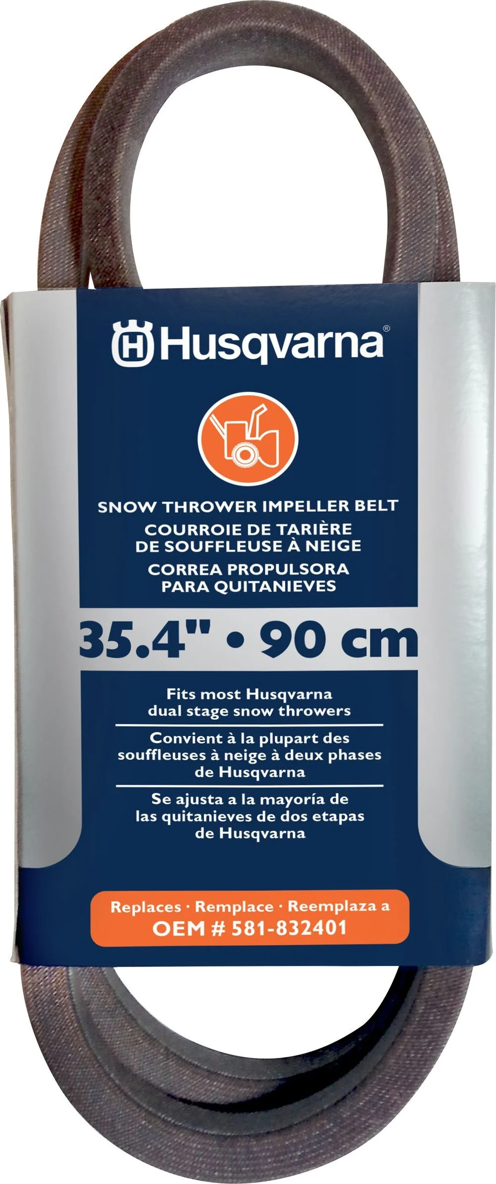 Husqvarna 35.4 Inch Rubber Impeller Belt for 24 and 27 Inch Snow Throwers, large image number 1