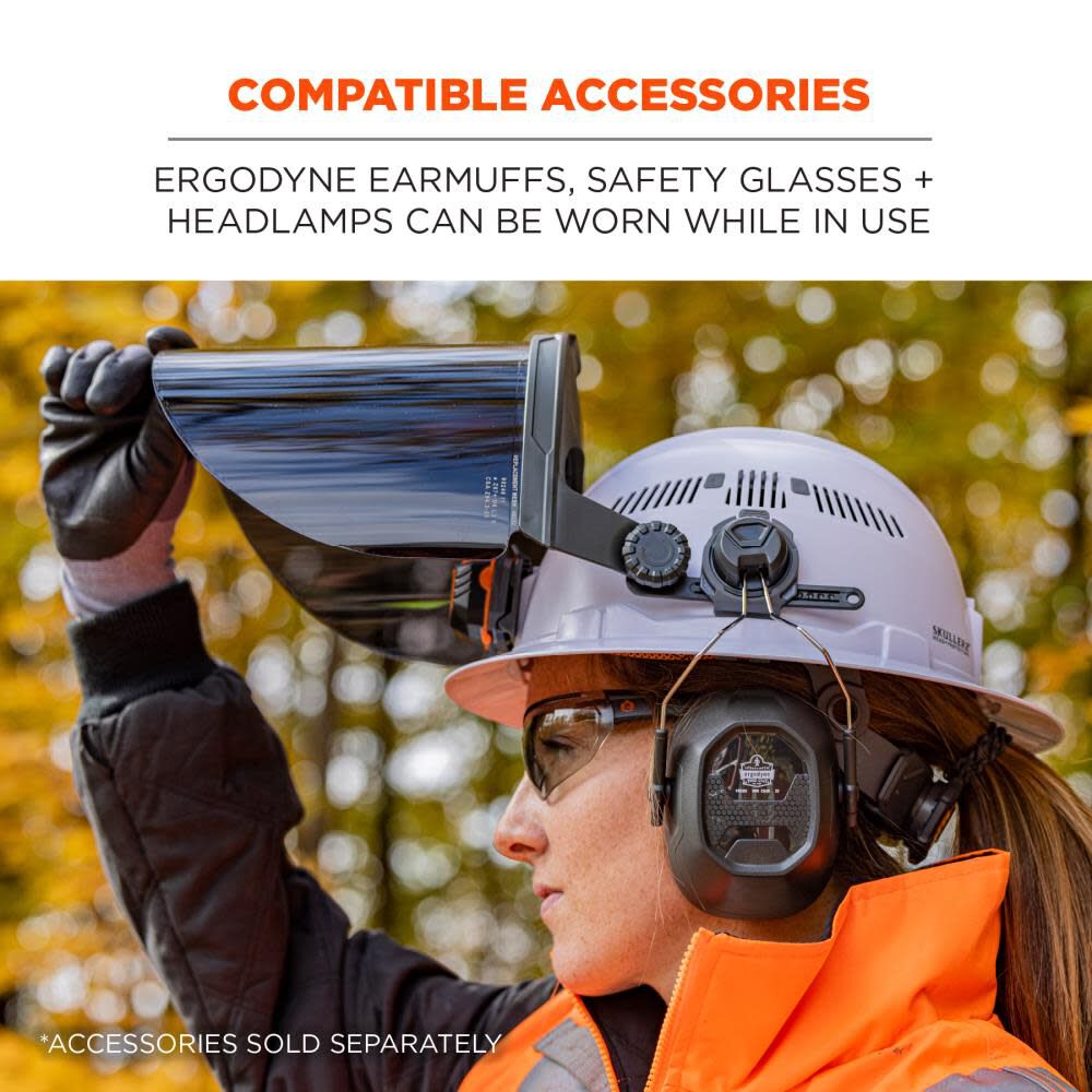 Ergodyne Clear Lens Gray Hard Hat Face Shield for Full Brim, large image number 6