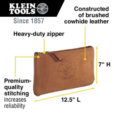 Klein Tools Top-Grain Leather Zipper Bag, large image number 1