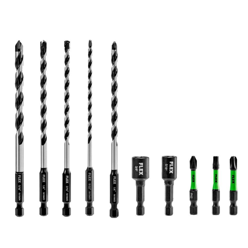 FLEX Drill & Drive Bit Set Carbide Tipped Multi Construction 10pc, large image number 3