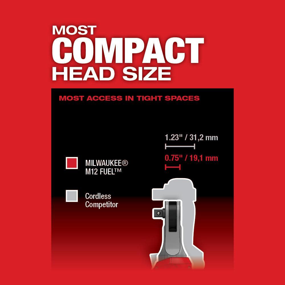 Milwaukee Promotional Milwaukee M12 FUEL 3/8 Inch High Speed Ratchet (Bare Tool), large image number 4
