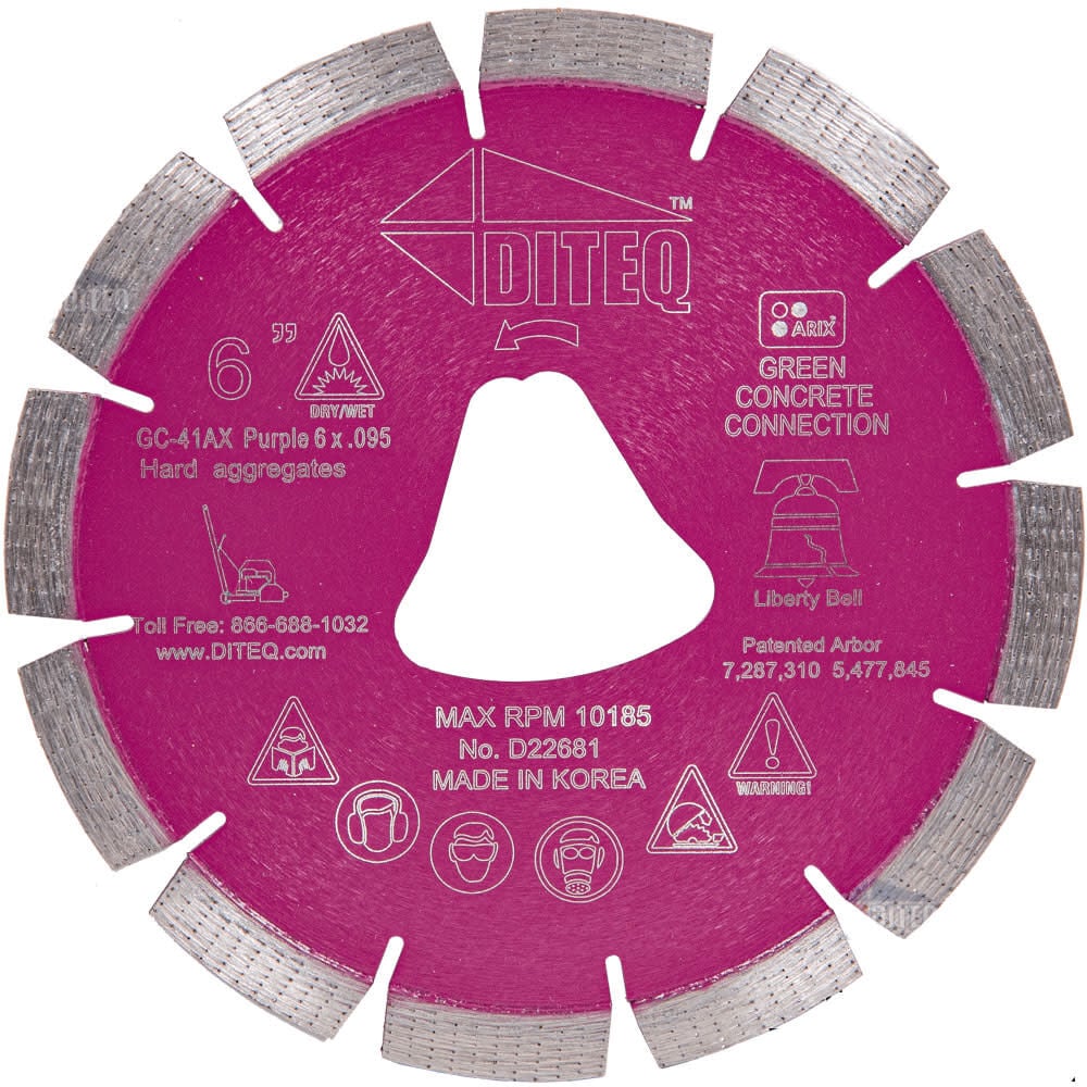 Diteq 6 Inch Purple Segmented Rim Diamond Blade for Green Concrete – D22681