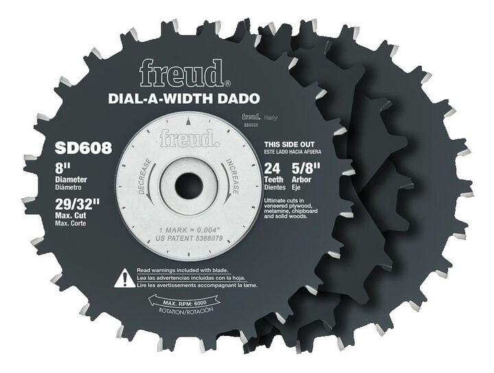 Freud 8 In. x 24T Dial-A-Width Stacked Dado Sets