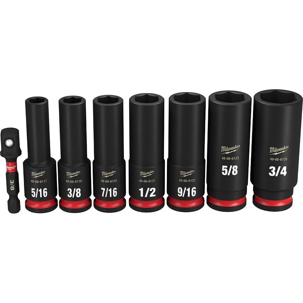 Milwaukee Impact Socket 3/8in Drive SAE Deep 6 Point 8pc, large image number 2