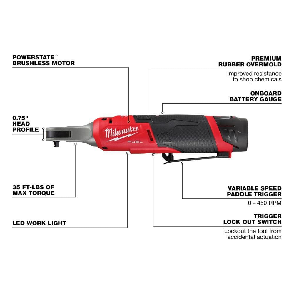 Milwaukee M12 Fuel 1 4inch High Speed Ratchet Kit 2566 22 - Image 4