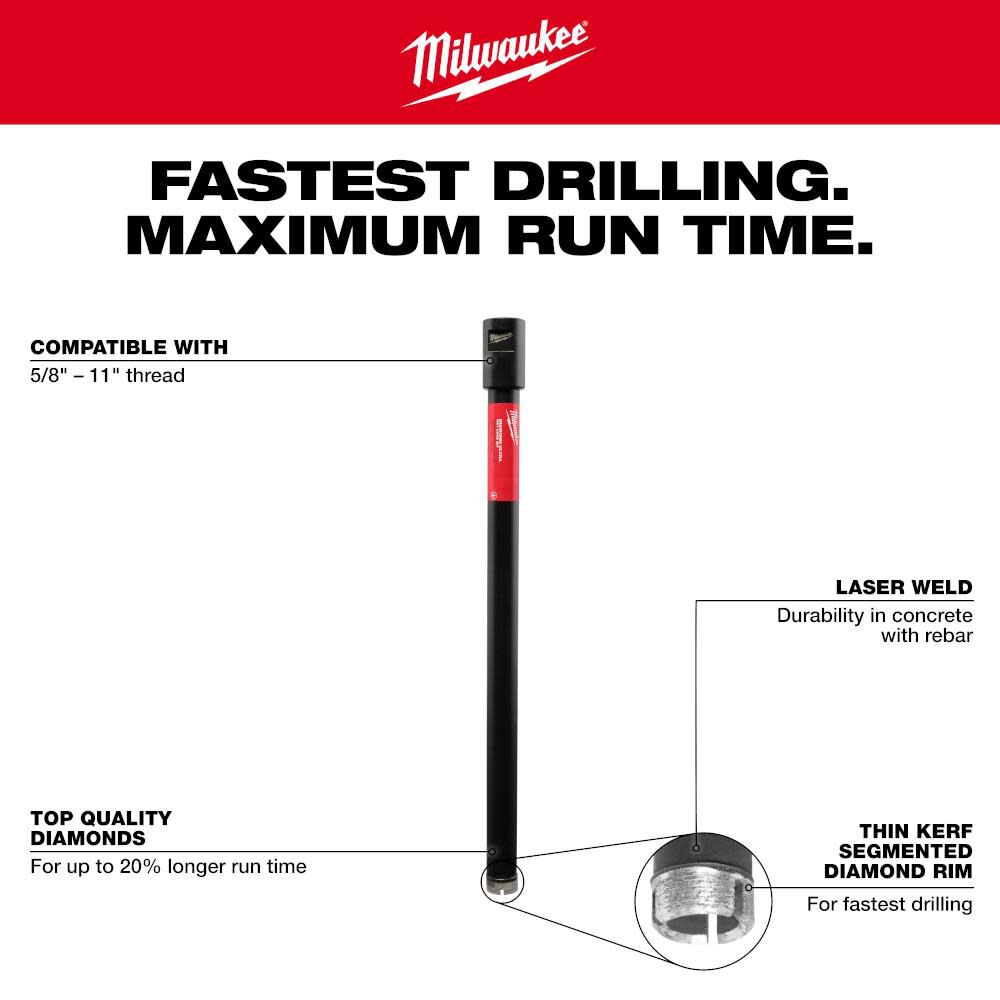 Milwaukee 1 1 2 In Diamond Ultra Wet Core Bit 48 17 5015 Sansujyuku sansujyuku.com