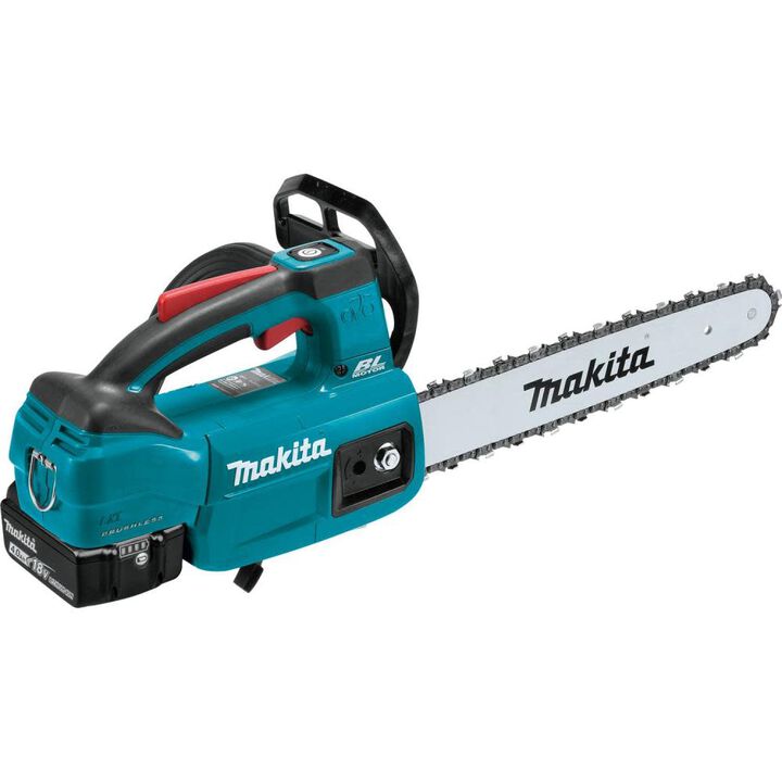 Makita 18V LXT Lithium-Ion Brushless Cordless 12 Inch Top Handle Chain Saw Kit (4.0 Ah) with Replacement Guide Bar & Saw Chain Bundle, large image number 1
