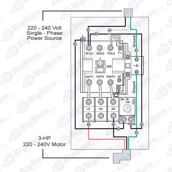 Big Horn Magnetic Switch SW90-23 1 Phase 220-240V 3hp 18-26 Amp, large image number 4