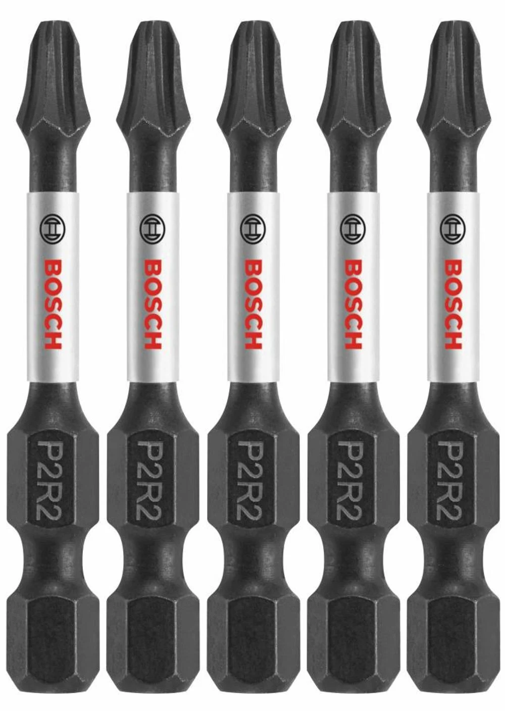 Bosch 5 pc Impact Tough 2 In Phillips/Square #2 Power Bits, large image number 1