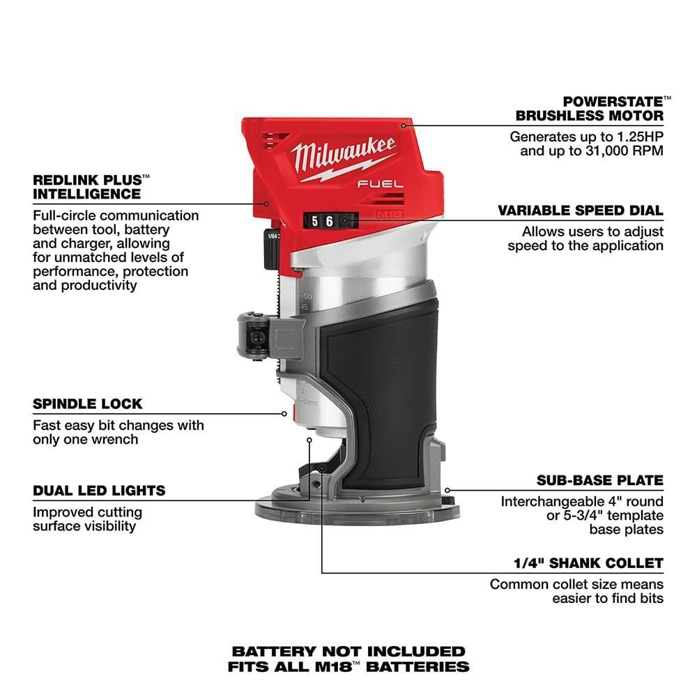 Milwaukee M18 FUEL Compact Router (Bare Tool), large image number 7