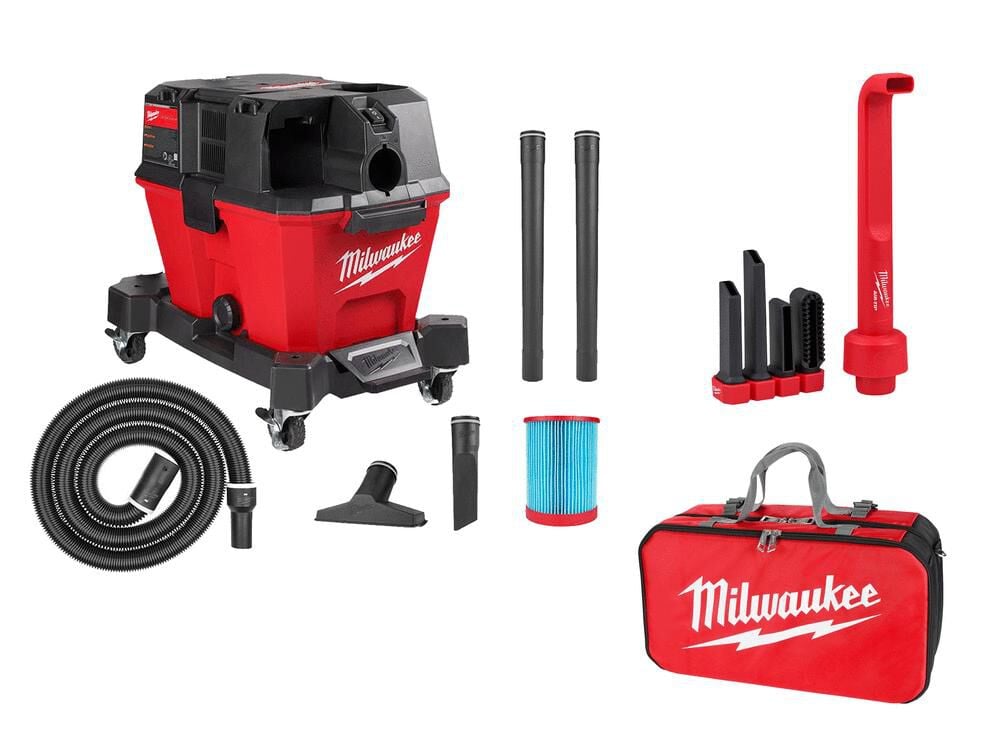 Milwaukee M18 FUEL 6 Gallon Wet/Dry Vacuum (Bare Tool) with 4-in-1 Cleaning Tool & Storage Bag Bundle – 0910-20-2026-2019