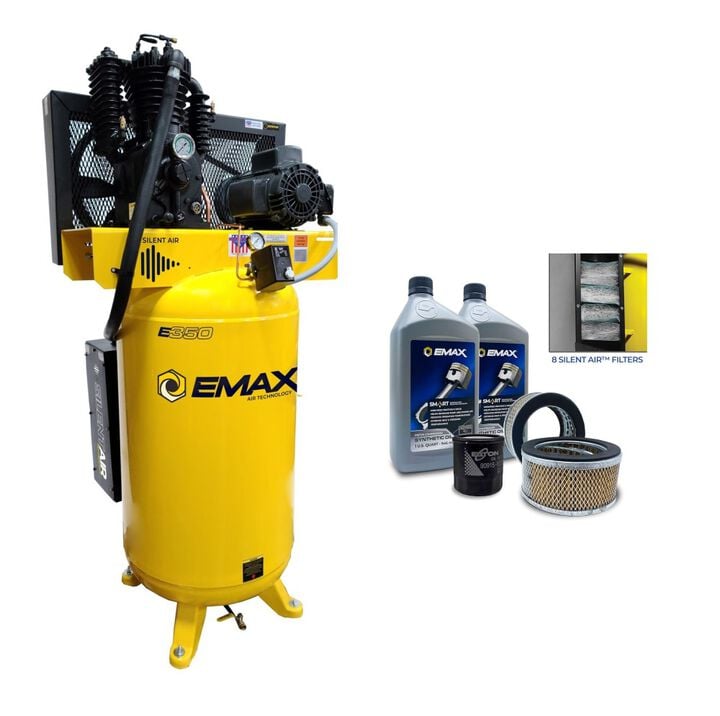 EMAX 80 Gallon 175 PSI Pressure Lube Air Compressor with Maintenance Kit