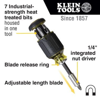 Klein Tools 8-in-1 Adjust. Stubby Screwdriver, large image number 1
