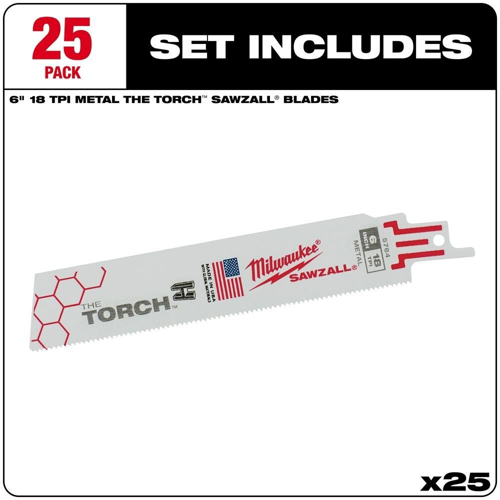 Milwaukee 6 in. 18 TPI THE TORCH SAWZALL Blade 25PK, large image number 2