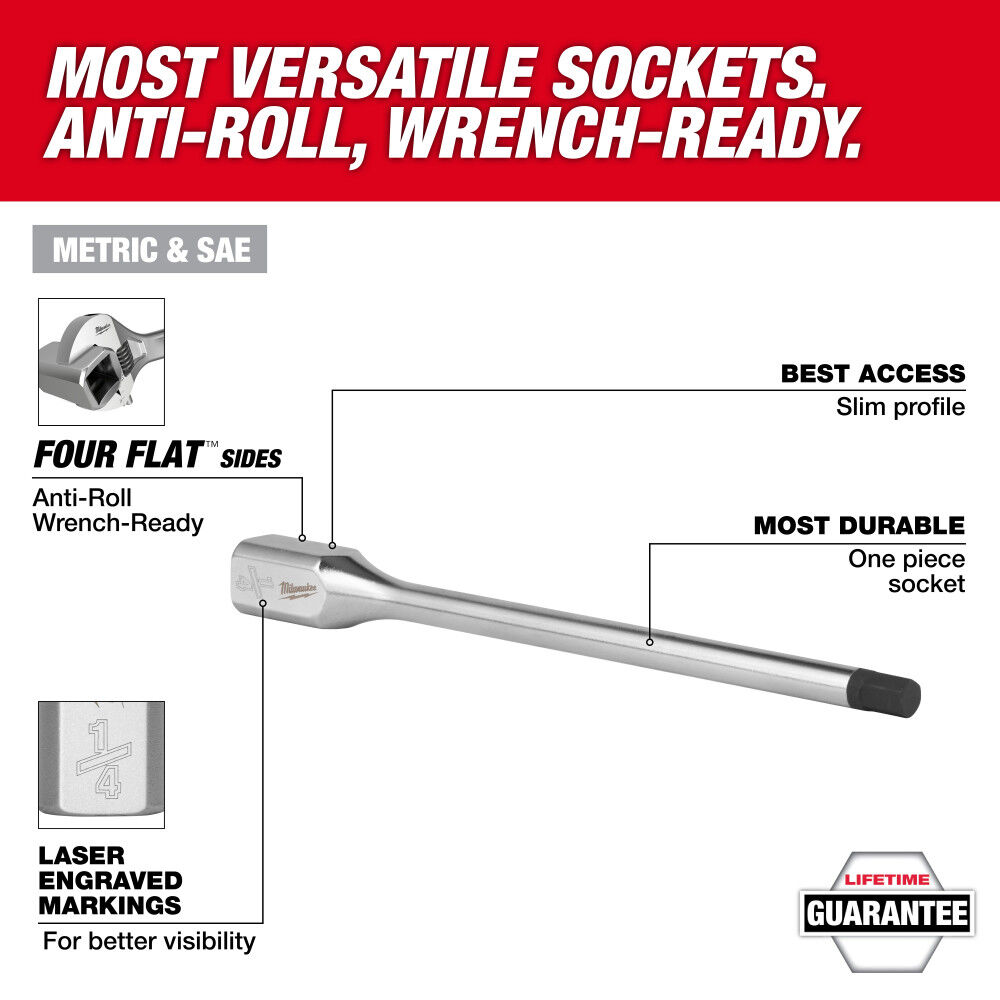 Milwaukee 3/8 Inch Drive 8mm Long Hex Bit Socket, large image number 2